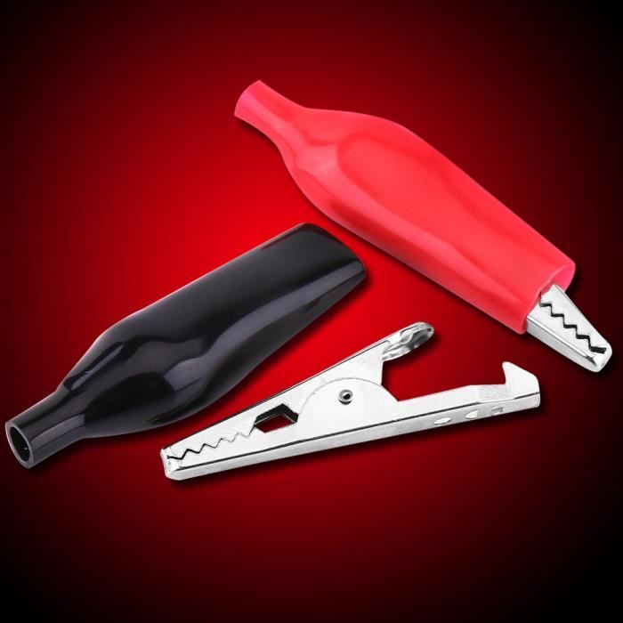 Qiilu Pince crocodile 20 pièces 28 MM pince crocodile en métal pince électrique crocodile pour tester le mètre de sonde noir et
