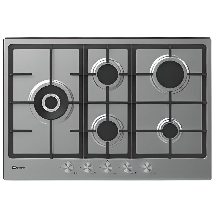 Candy CHG7WLWPX Plan de cuisson à gaz 75 cm 5 feux Inox