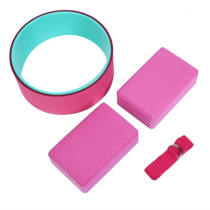☀ Ensemble de fitness yoga,Roue de yoga,Ceinture extensible de fitness,Sangle de yoga,bloc de yoga -☀GOL☀