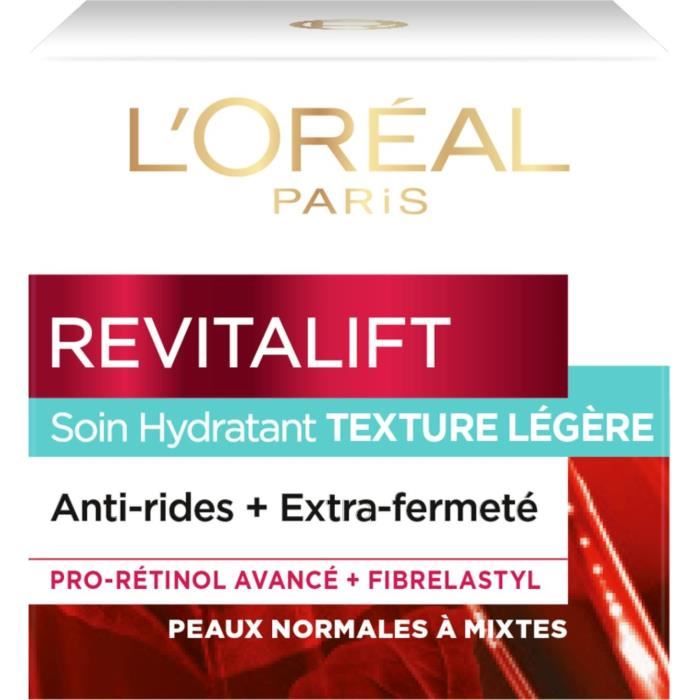 L'ORÉAL Paris Revitalift Soin Hydratant Crème de Jour Anti Ride Fermeté Texture Légère - 50ml