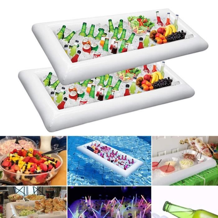 Glace Gonflable Buffet Plateaux De Service Plateau Porte-boissons Refroidisseur BBQ Pique-Nique Piscine Fête Fournitures - 2PCS