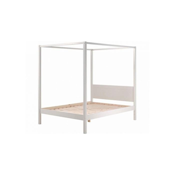 Vipack Lit à baldaquin avec sommier à lattes 140 x 200 cm Blanc - Référence : PIHB1414
