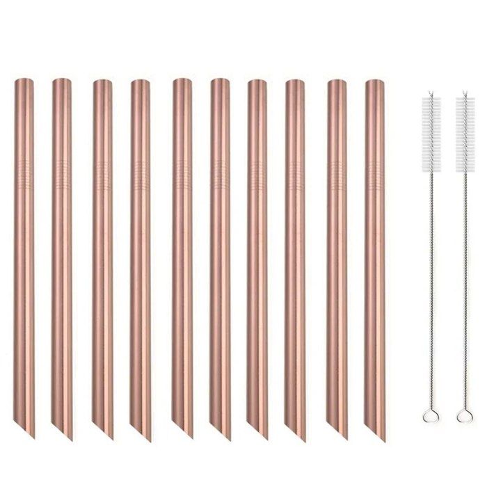 Lot De 8 Pailles En Verre Réutilisables Avec 2 Brosses De Nettoyage Pour Cocktails,Smoothies Et Lot De 8 Pailles En Verre Réutilisables Avec 2 Brosses De Nettoyage Pour Cocktails,Smoothies Et