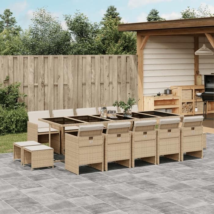 Ensemble à manger de jardin vidaXL 15 pcs Résine tressée - vue 3