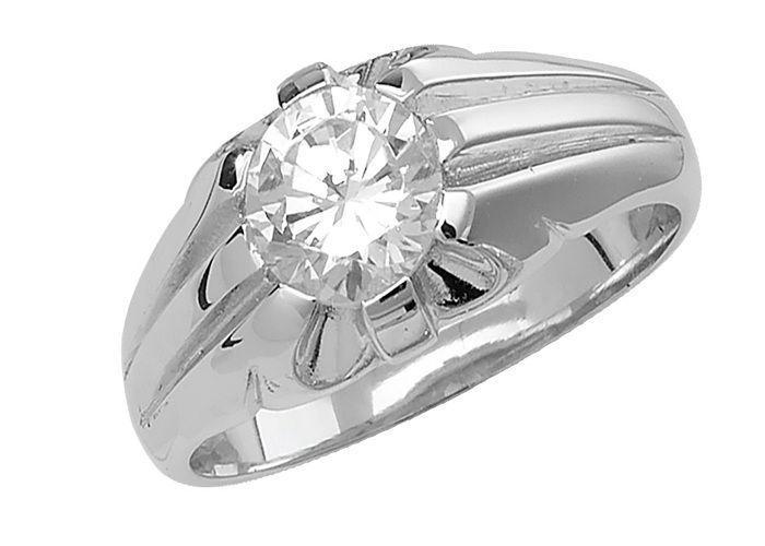 Bague Homme Solitaire Argent fin 925 avec Oxyde de Zirconium 42467 - Main Image