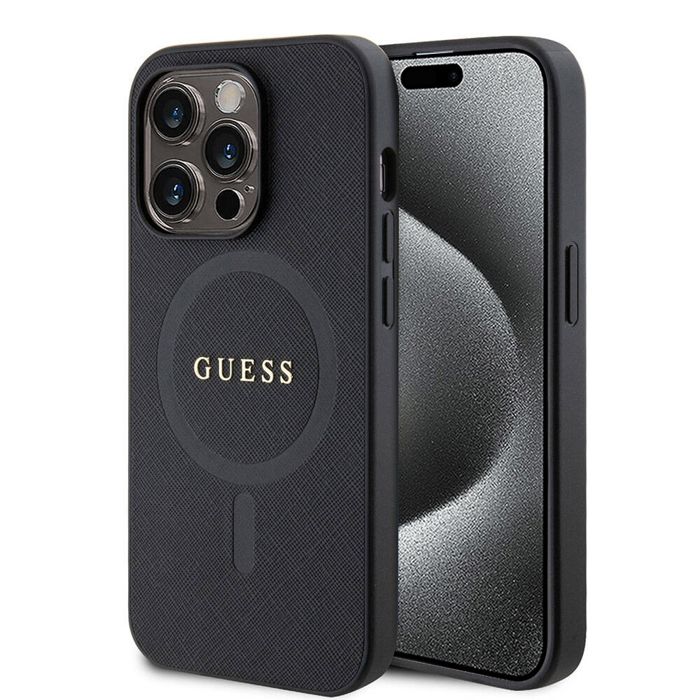 Coque pour iPhone 15 Pro Max Guess Saffiano MagSafe GUHMP15XPSAHMCK - vue 3