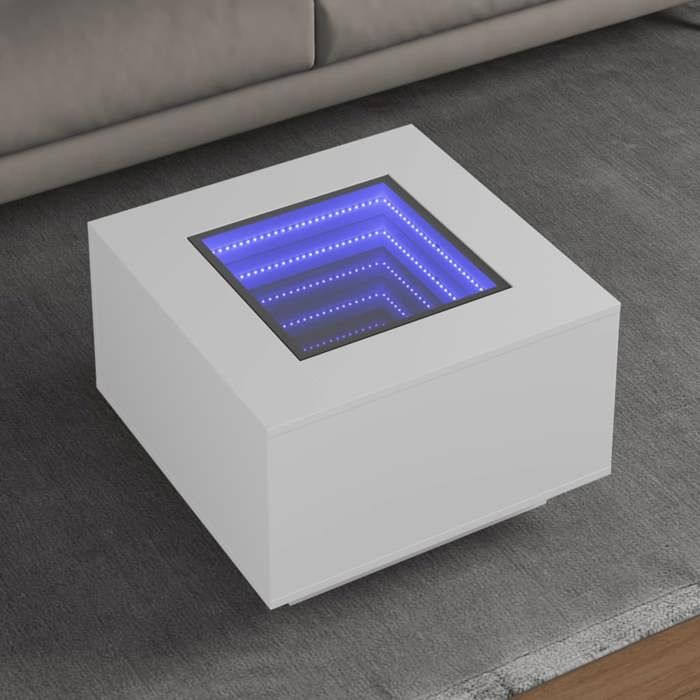 vidaXL Table basse avec LED blanc 60x60x40 cm bois dingénierie 847567