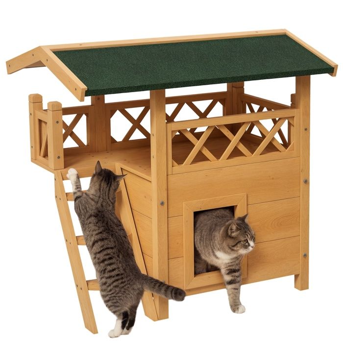 Niche Chat Extérieur Isolée - Dimensions 43x36x36 Cm - Imperméable, Résistante Au Vent - Avec Pieds Surélevés Et Tapis Chaud - Pour Jardin, Hiver