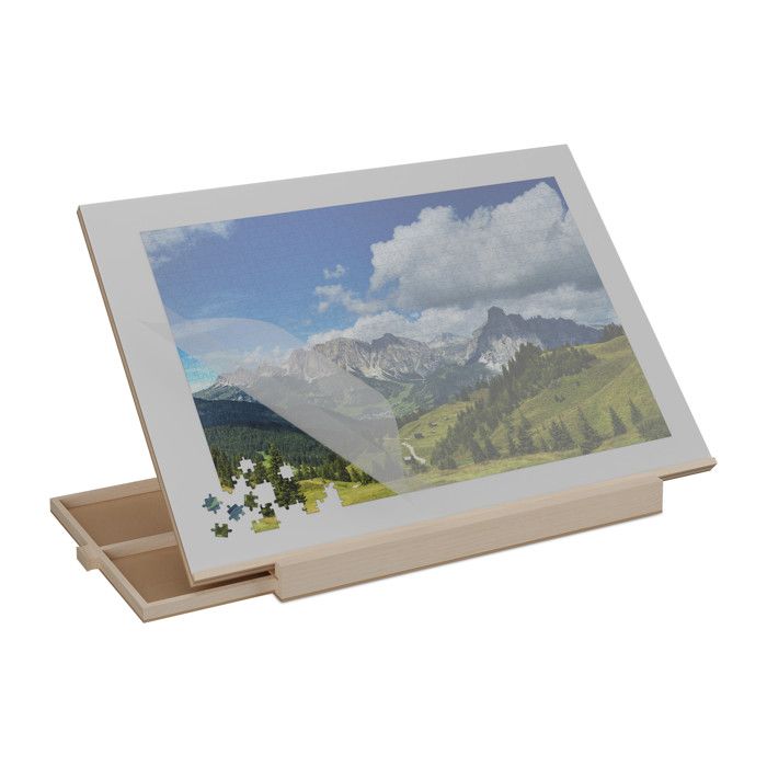 Relaxdays Plateau Pour Puzzle Jusqu'à 1000 Pièces - 6 Tiroirs - Bois De Pin Naturel - Avec Film Protecteur
