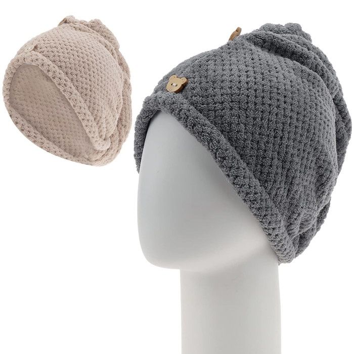 Yatrosynth Serviette Cheveux Microfibre – Lot De 2 Avec Boutons – Super Absorbante, Douce – Blanc Et Rose