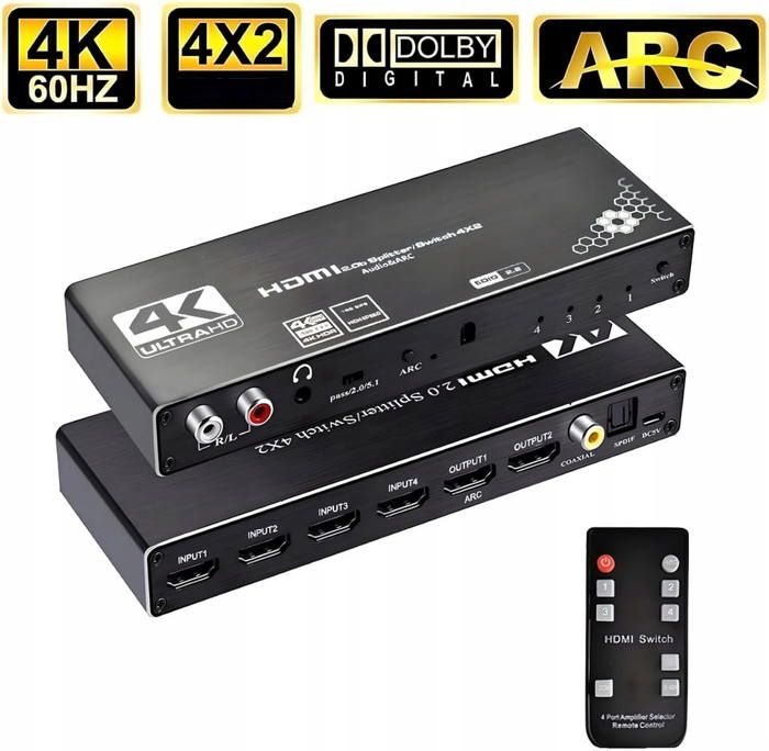 Répartiteur HDMI 2.0 4K 60Hz 1 Entrée 4 Sorties - Splitter HDR Pour Blu-ray, Xbox, PS4