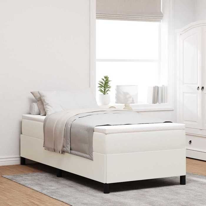 vidaXL Lit à ressorts Crème 90 x 200 cm Tissu en velours côtelé 42006949