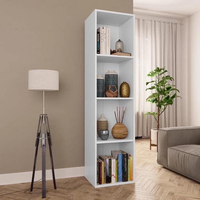SALE 2025Bibliothèque Moderne - Colonne Étagère Meuble TV Blanc 36x30x143 cm - bois dingénierie 26 25 Kg 5131