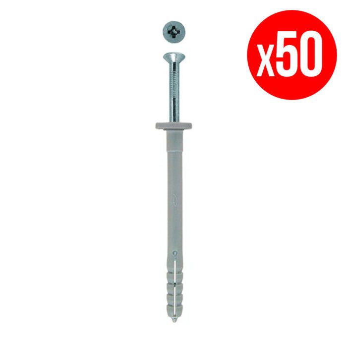 Sachet de 50 chevilles à frapper FISCHER N F avec clou en acier électrozinguéTaille:Ø 5 x 251 - vue 2