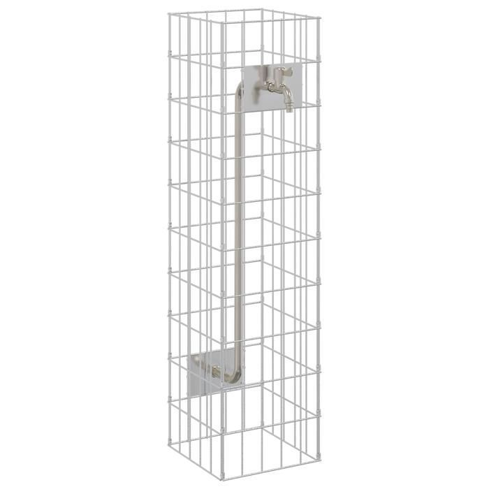 KALISSE Colonne Gabion - avec Robinet dEau 100x25x25 cm Acier Inoxydable 304 42675
