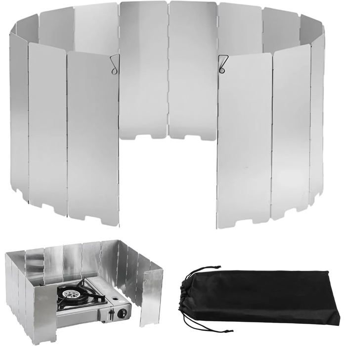 Pare-vent pour réchaud portable 16 pièces Pare-vent pour réchaud de camping adapté au camping et aux réchauds à gaz