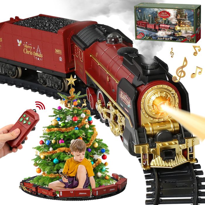 THE TWIDDLERS 15 Pièces Train De Noël Électrique Avec Rails, Lumières