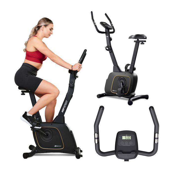 Vélo dappartement connecté Hop-Sport Résistance magnétique 8 niveaux HS-3000H Nexon Bluetooth et Kinomap Max. 120 kg Noir