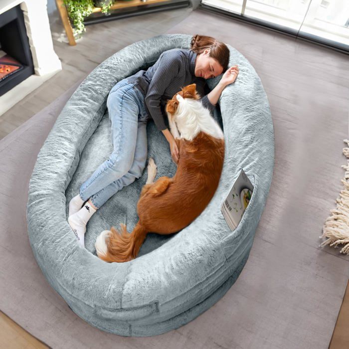 Lit Humain ODOXIA pour Chien Adultes  Panier Géant Confortable et Chaud