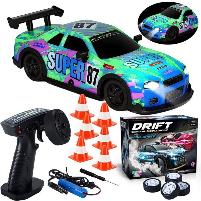 Voiture télécommandée - 1:22 - Avec lumières - 12 km/h-Cadeau de Noël idéal pour enfants -Rose - Jeux - Jouets Voiture télécommandée - 1:22 - Avec lumières - 12 km/h-Cadeau de Noël idéal pour enfants -Rose - Jeux - Jouets