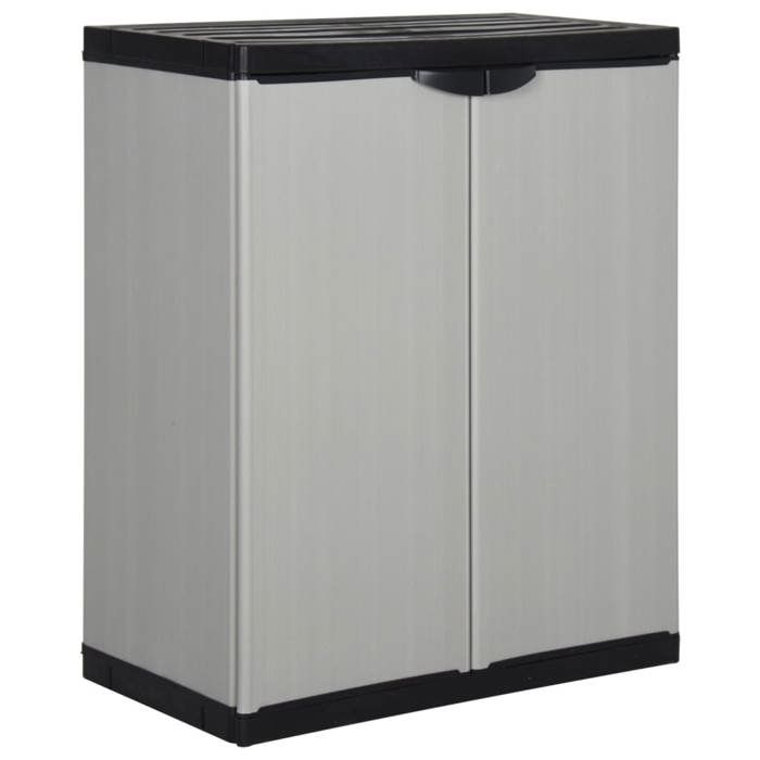Armoire de rangement de jardin - vidaXL - 68x40x85 cm - Gris/noir - PVC et PP - 1 étagère - 2 portes