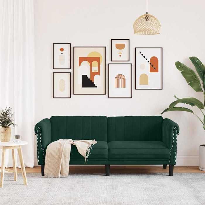Canapé 2 places JILI Sofa de salon pour adulte/enfant vert foncé velours 182x77x74 cm JJ802