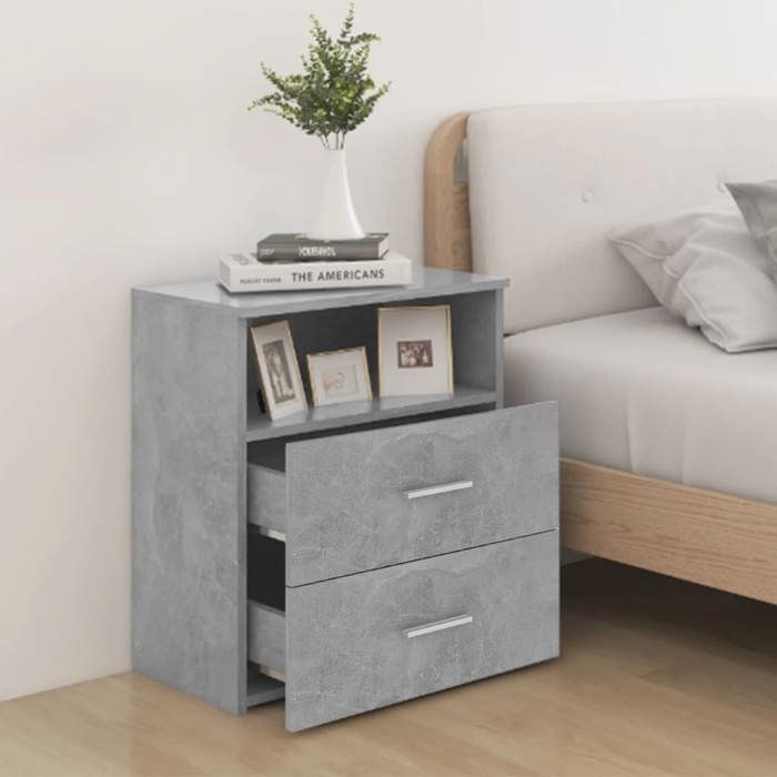 Petit meuble de rangement Tables de chevet - 2 pcs - GKK - Gris béton 50x32x60 cm - Pour Lit @453