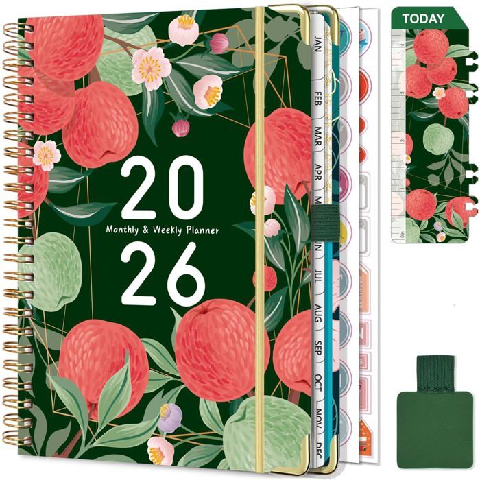 Agenda semainier poche spiralé Interplan 9x16 cm - Noir - Janvier à