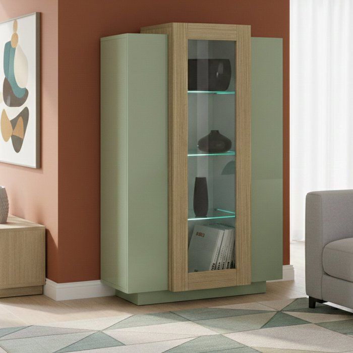 Vitrine Severino Dmora en Bois Nobilité Vert 80x38x120.5h cm Vitrine Severino Dmora en Bois Nobilité Vert 80x38x120.5h cm