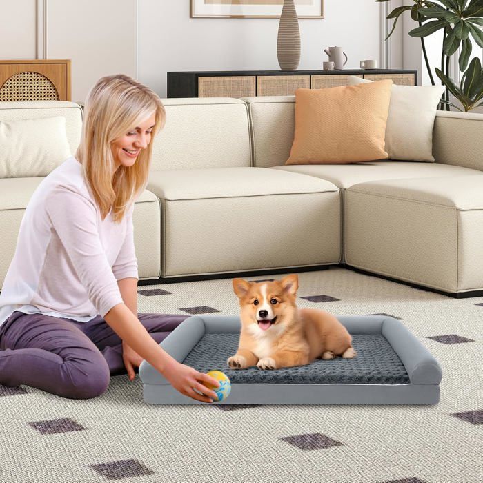 GIANTEX Niche pour Chien en Mousse Lit pour Chien Orthopédique avec Housse Amovible et Lavable Imperméable (L)