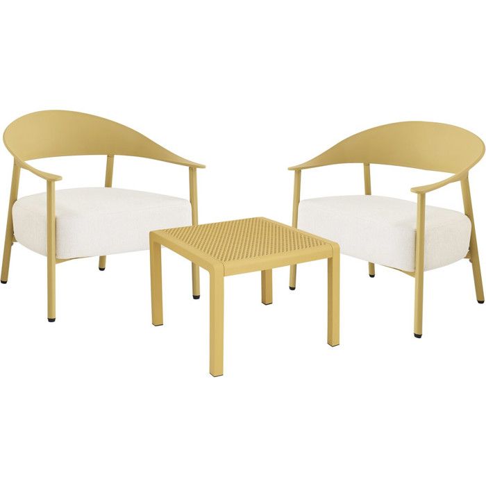 Salon de jardin en métal et plastique Céora - 2 places - Jaune