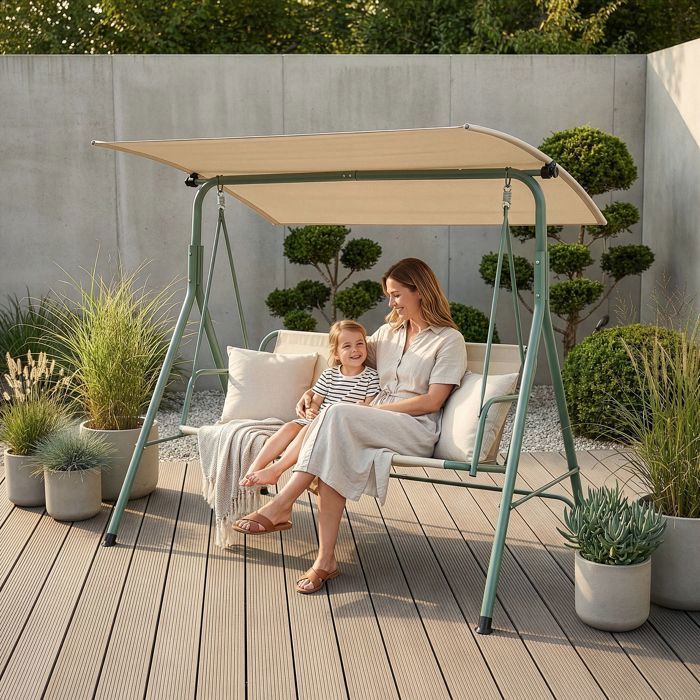 Balancelle Satten pour 3 personnes 173 x 119 x 153 cm vert clair / beige