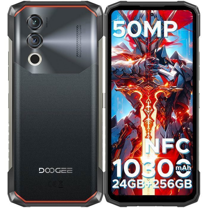 Smartphone Incassable DOOGEE Blade10 Power - Android 16 10300mAh 6.6” HD+ Telephone Incassable - 24Go+256Go - 50MP+8MP- Noir