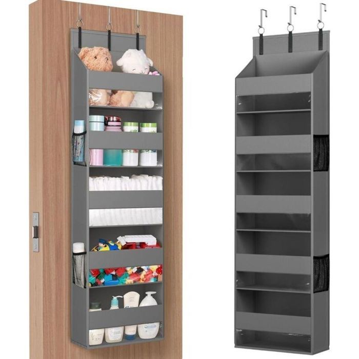 Étagère dangle pour penderie - se fixe derrière une porte - étagère suspendue - cinq niveaux - poches latérales en filet - convie