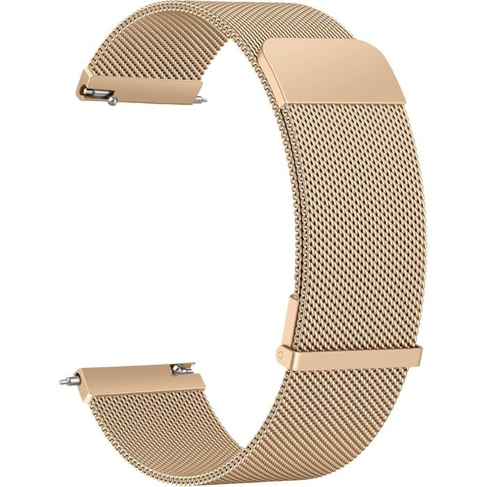 Bracelet Montre Connectée 22mm Acier Maille Métal Dégagement Rapide Compatible Smartwatch Universelle Homme Femme Or Rose