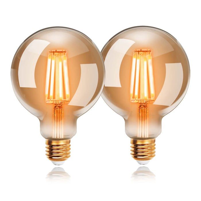 Ampoule LED E27 4W G80 filament vintage 2200K blanc chaud non-dimmable - lot de 2 ampoules décoratives style rétro