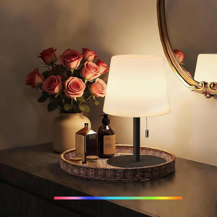 Lampe de Table Sans Fil - Lampe de Douche & Lampe de Camping LED RGB Multicolore Blanc Chaud Dimmable IP44 Étanche