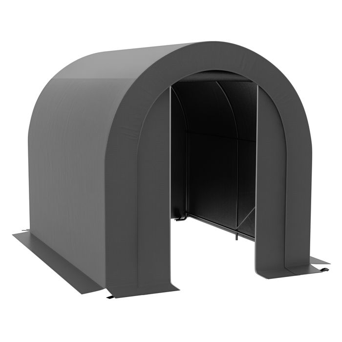 Abri de jardin - Outsunny - bâche en PE cadre en métal galvanisé - 2 4 x 1 8 x 1 9 m - gris foncé Abri de jardin - Outsunny - bâche en PE cadre en métal galvanisé - 2 4 x 1 8 x 1 9 m - gris foncé
