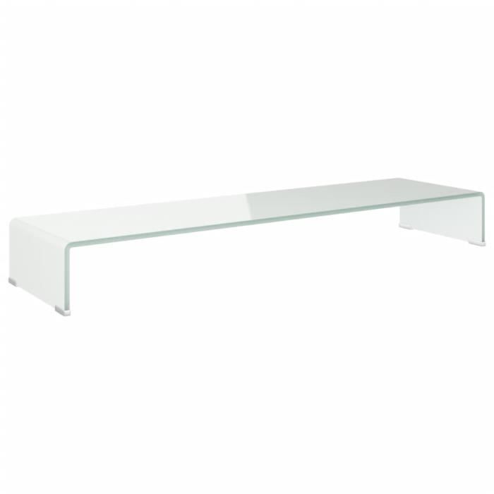 Support TV - AKOZON - 110 x 30 x 13 cm - Verre Trempé - Design Moderne - Utilisation Polyvalente