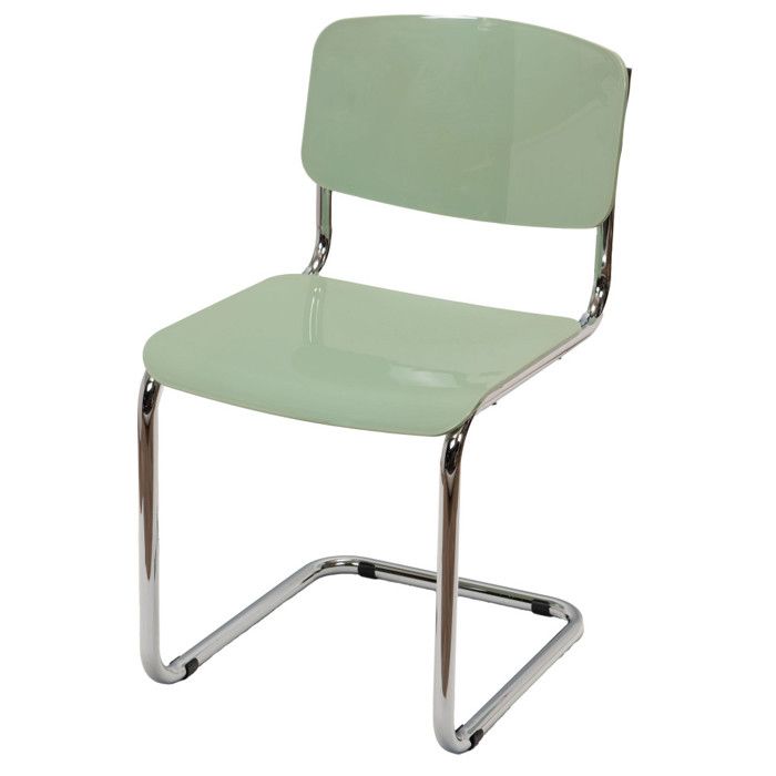 Chaise de salle à manger en acier chromé vert sauge Irina - Amadeus Chaise de salle à manger en acier chromé vert sauge Irina - Amadeus