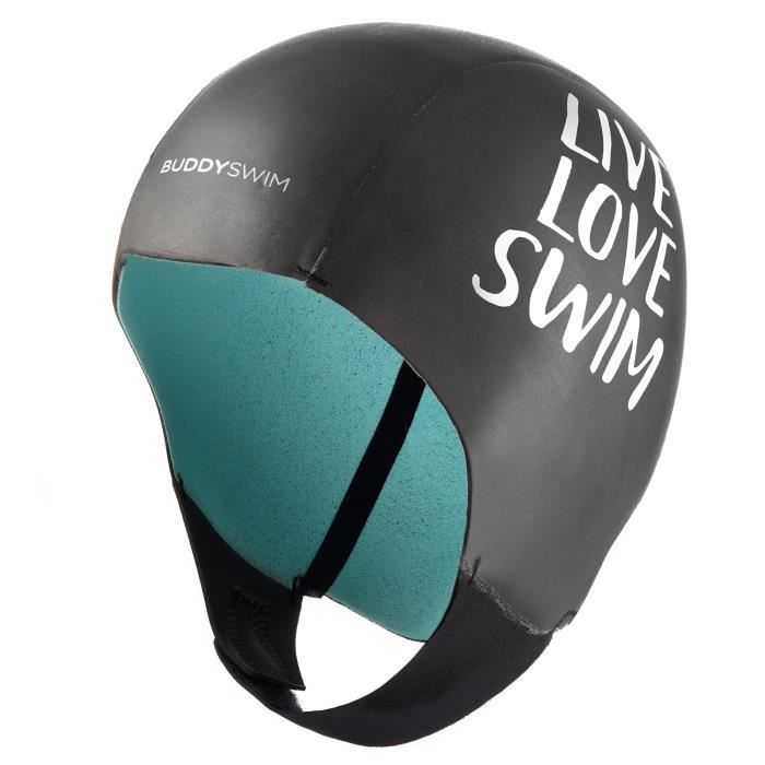 Bonnet de bain néoprène BuddySwim Smooth skin - noir/bleu - S - Adulte - Homme - Natation