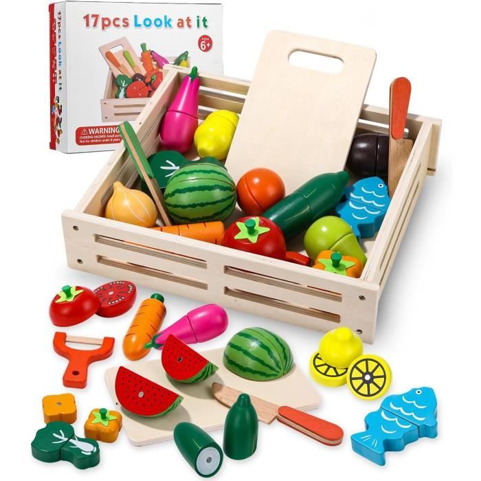 Enfant Fruits et légumes Jouets,Jouet en Bois Cuisine, Nourriture de