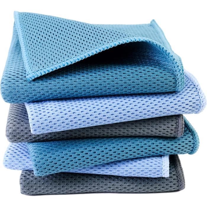 POLYTE Elite Lot de 4 Serviettes de séchage en Microfibre (40,6 x 61 cm, gaufré, Bleu