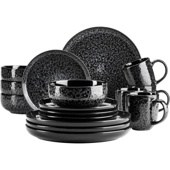 MÄSER 934108 Série Filippa Service de table en céramique pour 4 personnesensemble de vaisselle combinée moderne de 16 pièces