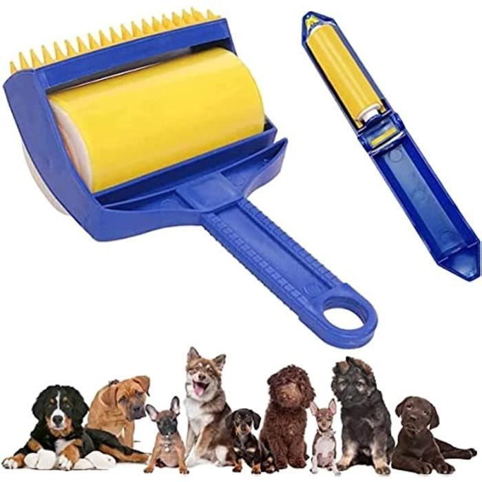 2 Brosses Anti-poils Animaux 3 En 1 - Tête Remplaçable, Tige Extensible - Pour Tapis, Canapés, Vêtements