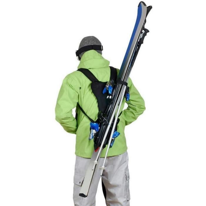 Porte skis et batons de ski Sac dos pliable Modele noir adulte
