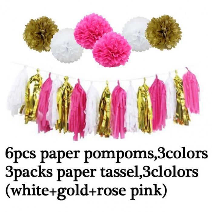 Decorations Or Rosejoyeux Anniversaire Banniere Decoration Papier Gland Papier Fleur Boule De Confettis Ballon Decoration Pour La Fete Danniversaire Cuisine Maison Lemoncitylive Com