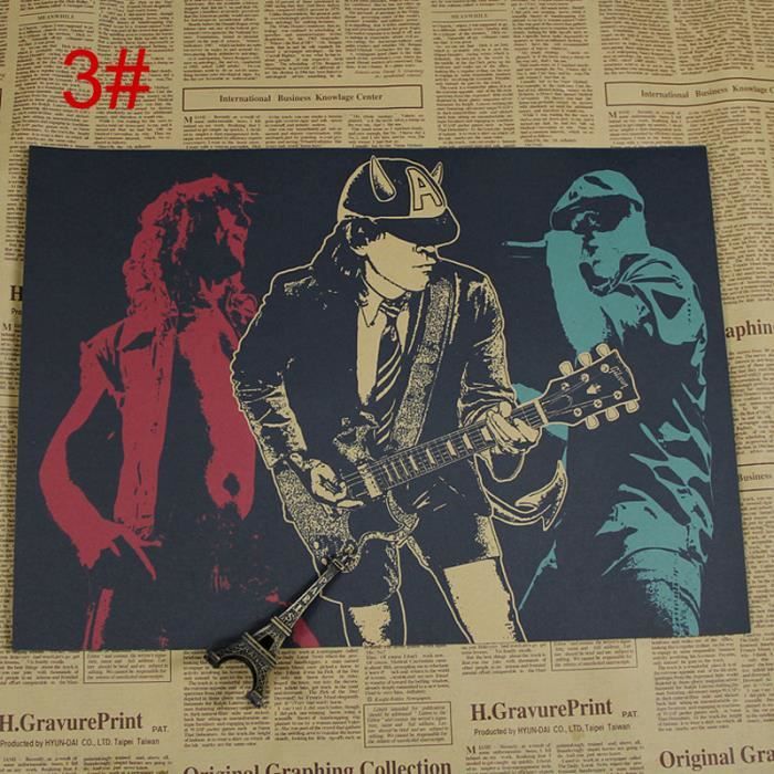 Affiche De Mur En Papier Kraft Acdc 3 Collection Vintage Decoration Murale Chambre Bar Cafe Achat Vente Affiche Poster Cdiscount