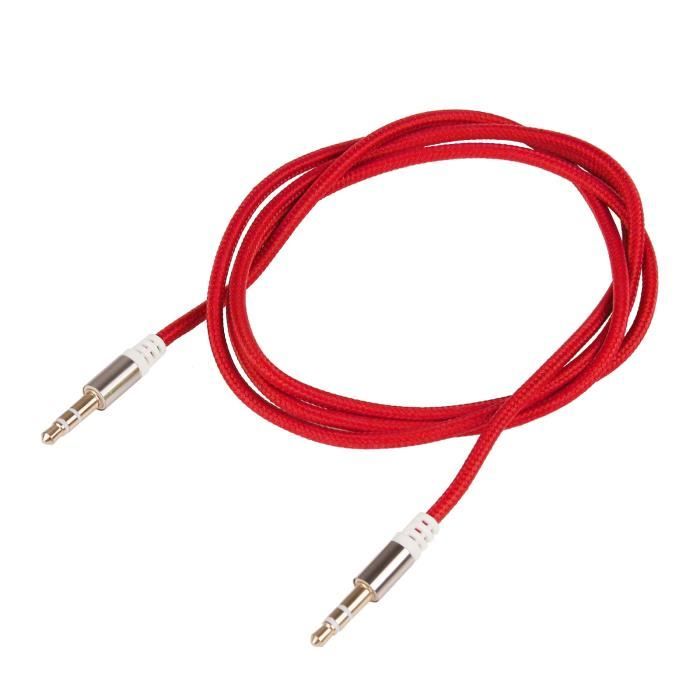 Couleur Rouge 3 5mm Male A Male Audio Stereo Jack Aux Auxiliaire Cable Tresse Pour Ipod Mp3 Iphone 6 Cable Tv Video Son Avis Et Prix Pas Cher Cdiscount