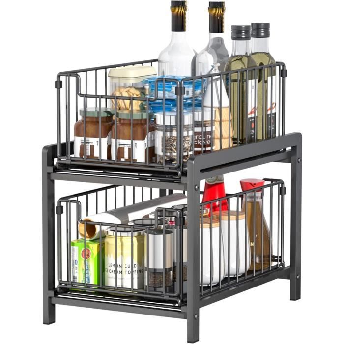 Organisateur d'armoire à Panier Coulissant à 2 Niveaux sous l'armoire